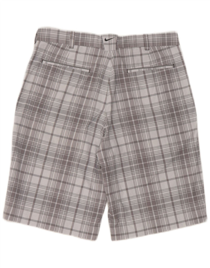 Pantaloni scurți chino pentru bărbați Nike Dri Fit W32, poliester cu carouri, gri mediu