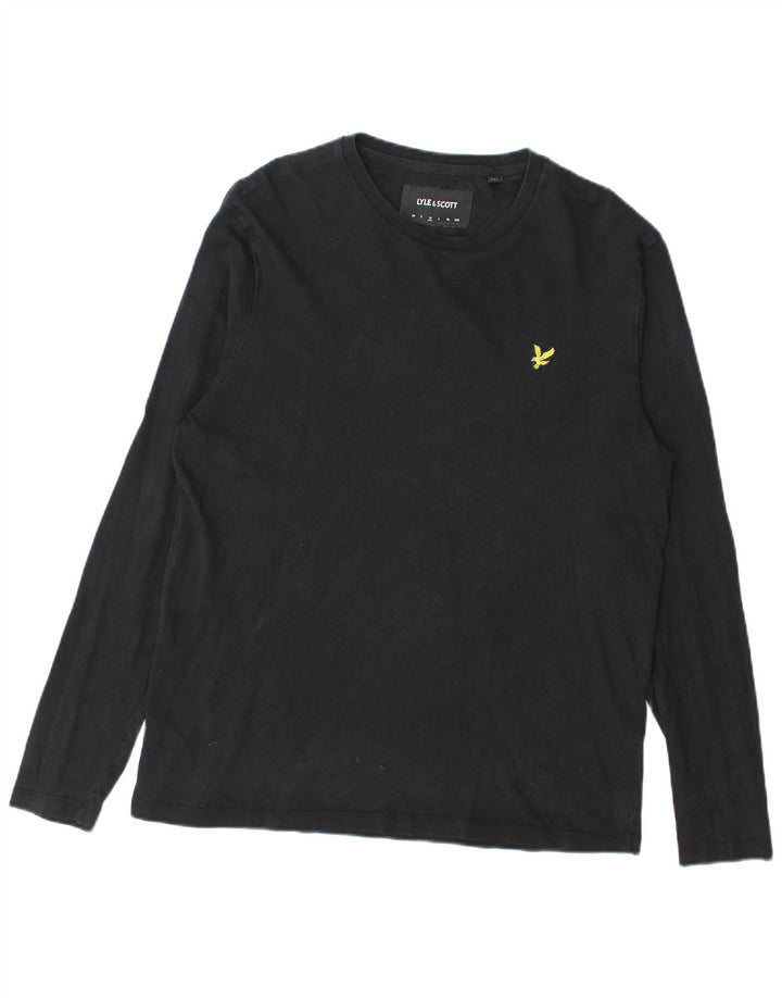 Lyle & Scott Top pentru bărbați cu mânecă lungă din bumbac mediu negru
