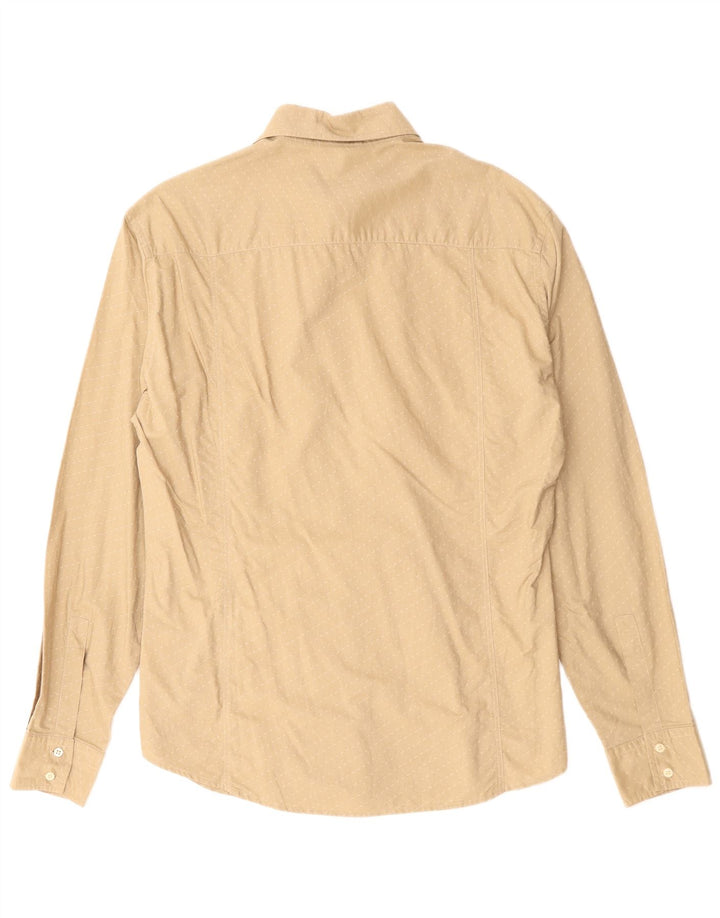 Cămașă bărbați Armani Jeans, bumbac cu dungi mari, bej