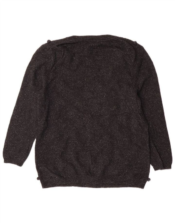 Pulover Hobbs pentru femei cu gâtul cu barca UK 14 Medium Black Wool Classic