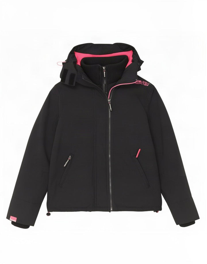 Jachetă Windbreaker cu glugă Superdry pentru femei UK 14 Medium Black