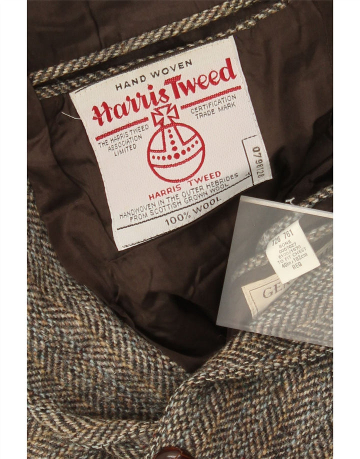 Jachetă pentru bărbați Harris Tweed, cu 2 nasturi, UK 40, lână mare maro, cu oase