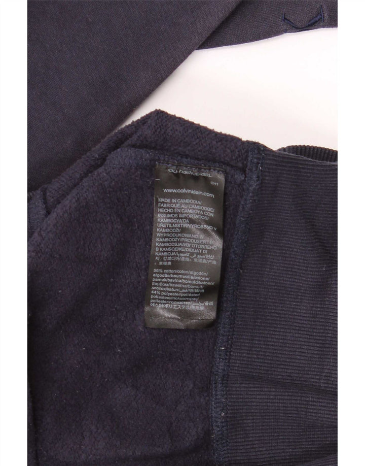 Hanorac Calvin Klein Jeans pentru bărbați Pulover mediu din bumbac bleumarin