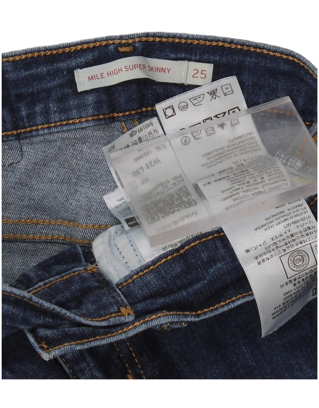 Blugi super skinny pentru damă LEVI'S Mile High W25 L30 bumbac albastru