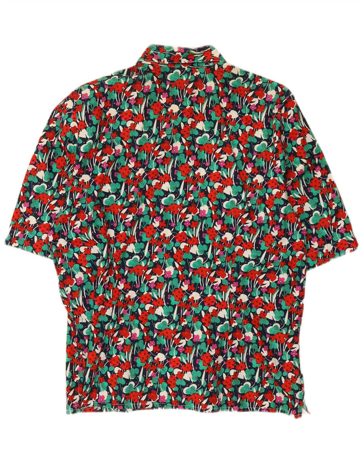 Bluză cămașă vintage cu mânecă scurtă pentru femei EU 38 Medium Multicolor Floral