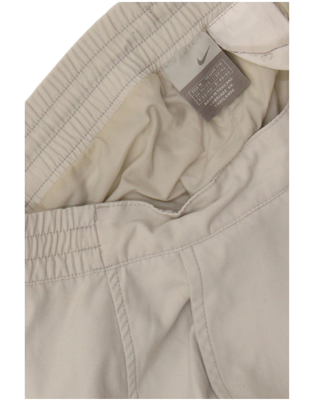 Pantaloni de vânt pentru bărbați NIKE, mediu W32 L31, alb, bloc de culoare
