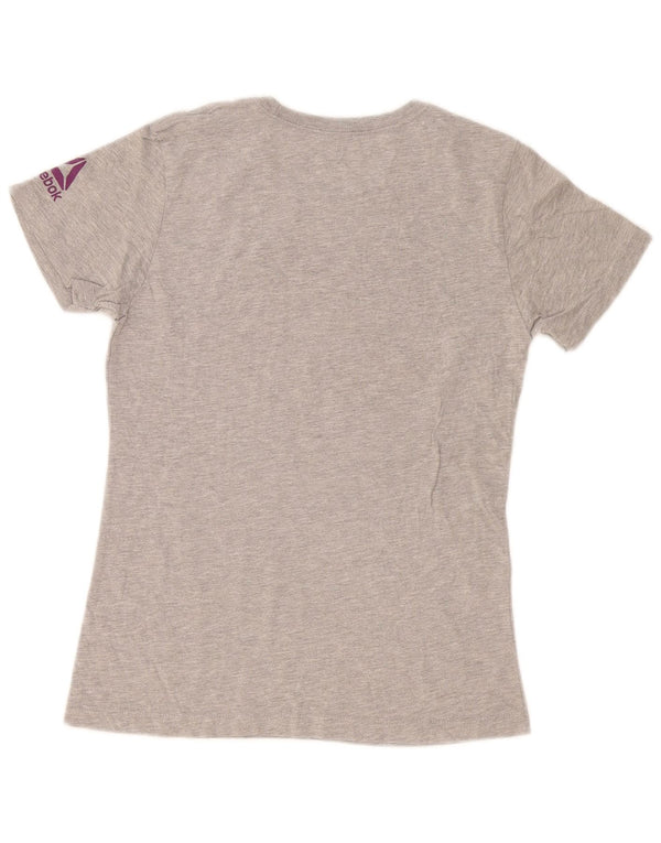 Tricou cu grafic Reebok pentru femei Top UK 12 Medium Grey Flecked Bumbac