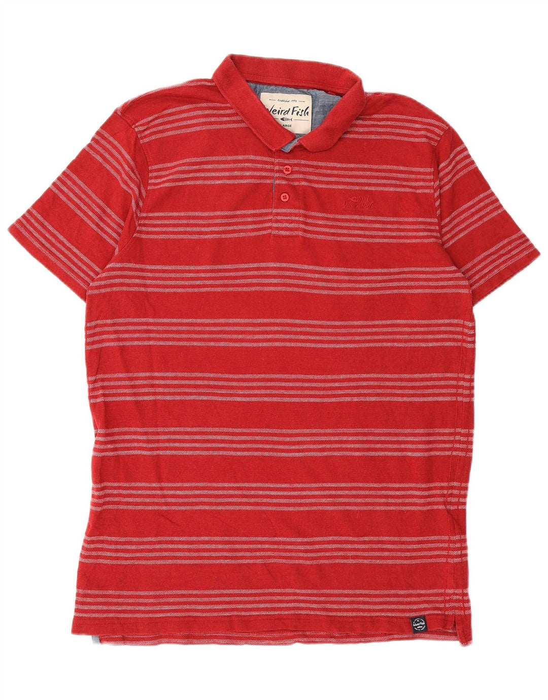 Tricou polo pentru bărbați Weird Fish, bumbac cu dungi roșii