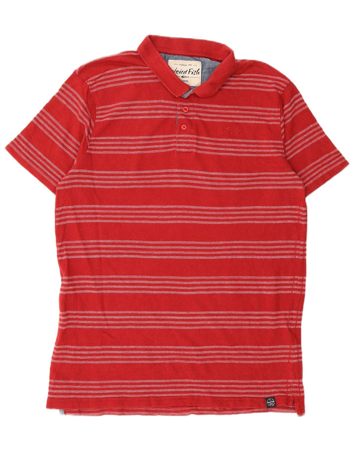 Tricou polo pentru bărbați Weird Fish, bumbac cu dungi roșii