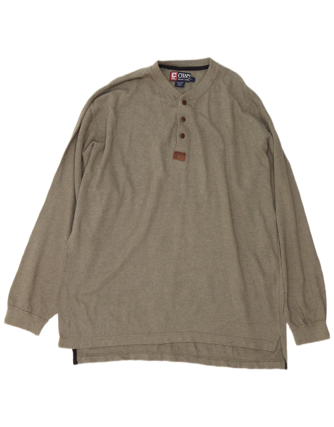 Top pentru bărbați Chaps Ralph Lauren cu mânecă lungă, mare, kaki, bumbac