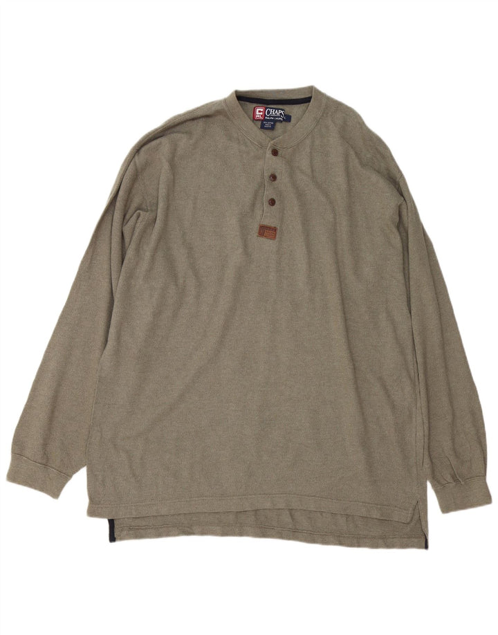 Top pentru bărbați Chaps Ralph Lauren cu mânecă lungă, mare, kaki, bumbac
