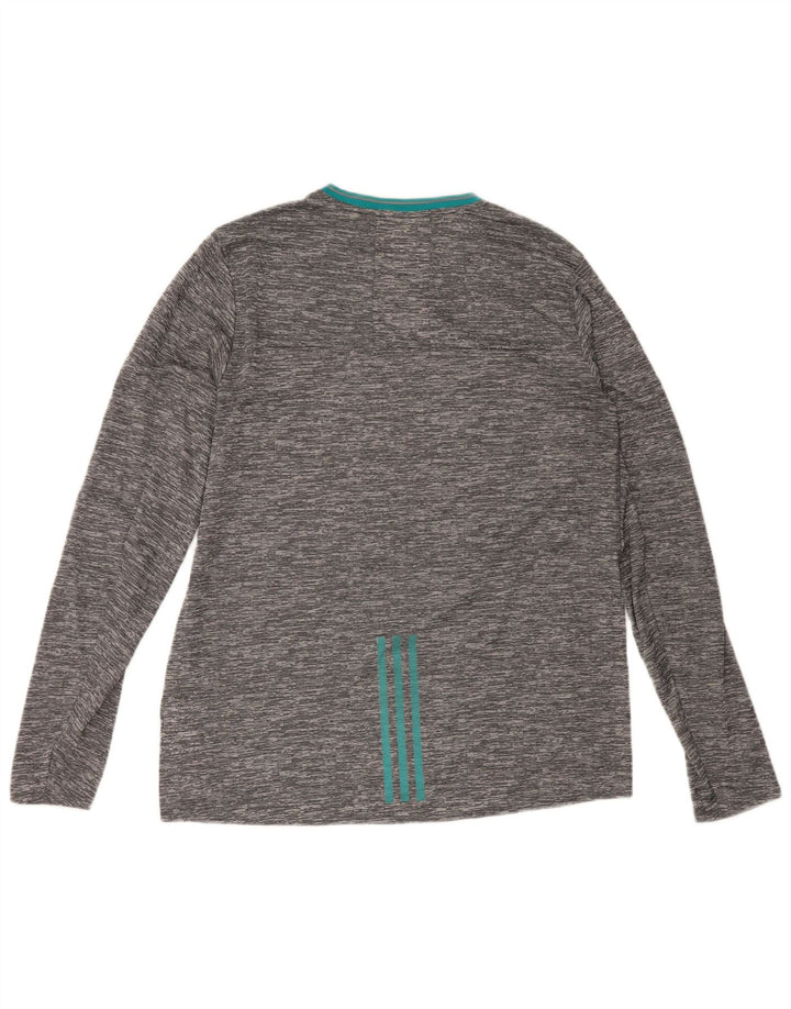 Adidas Climalite Top cu mânecă lungă pentru bărbați, poliester cu pături gri