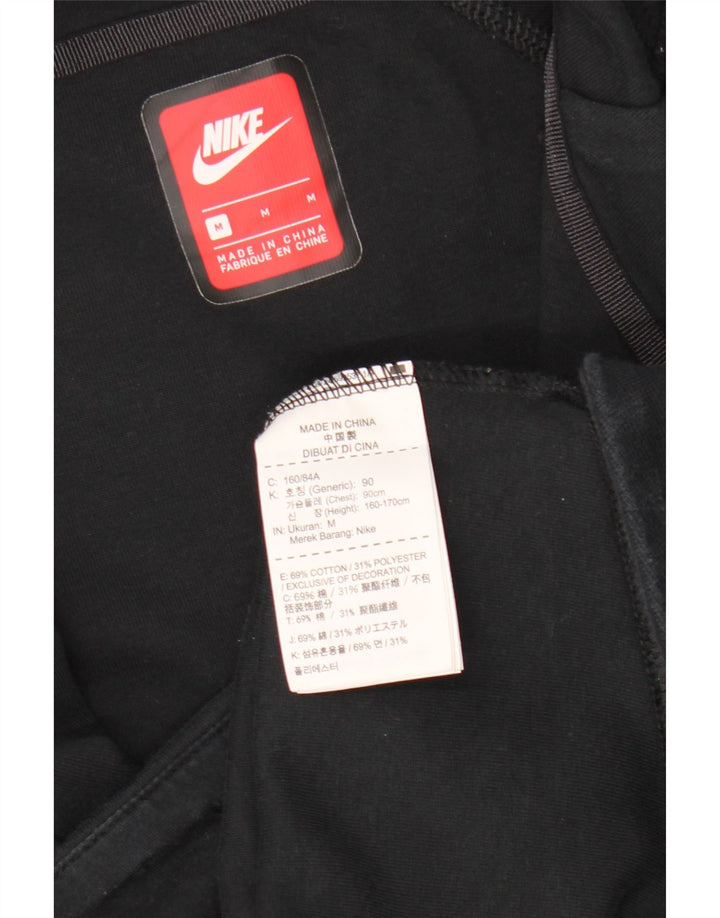 NIKE Womens Zip Hoodie Sweater UK 14 Medium Black Cotton