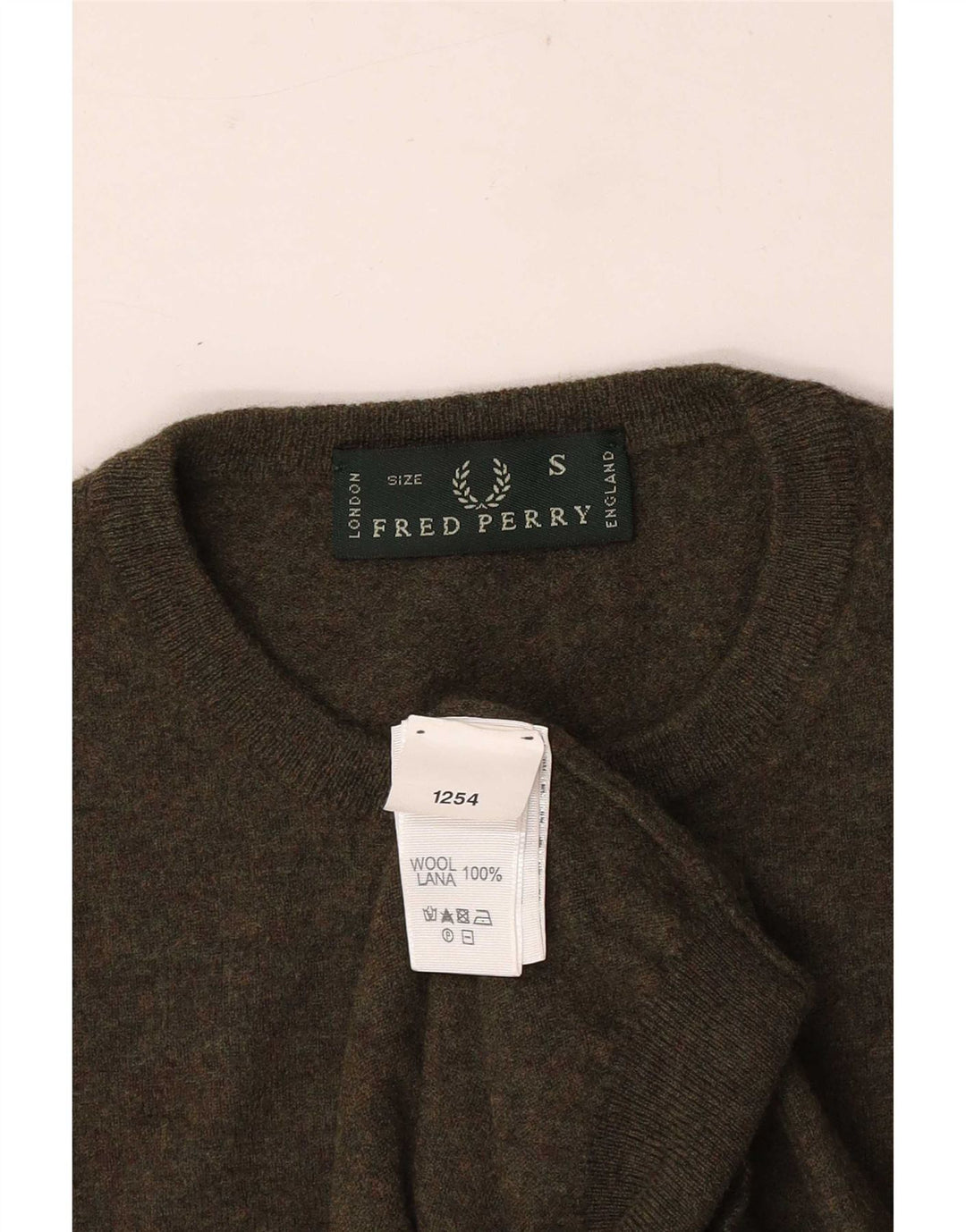 Pulover pentru bărbați Fred Perry cu gât crew pulover mic din lână kaki