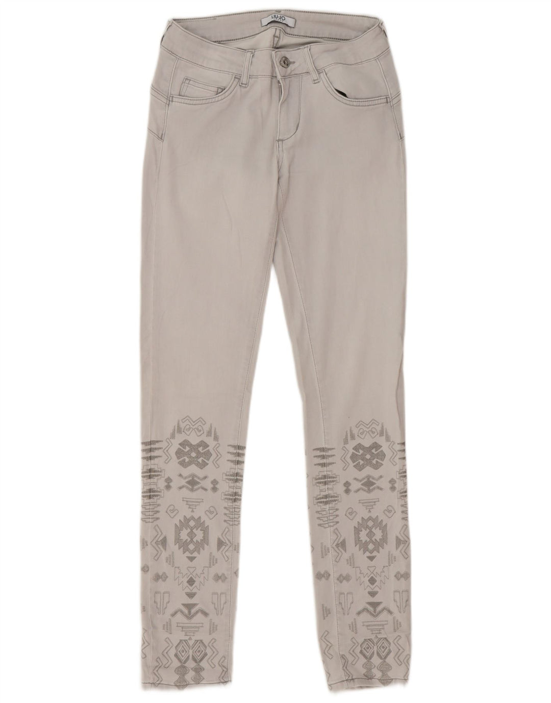 Blugi slim pentru femei Liu Jo W28 L31 gri geometrici
