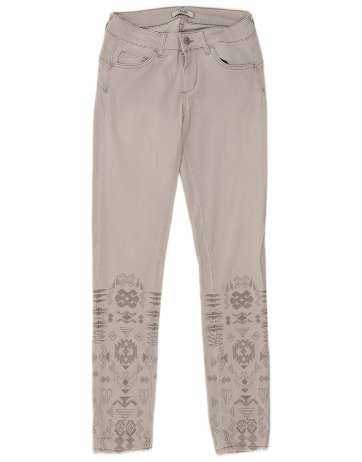Blugi slim pentru femei Liu Jo W28 L31 gri geometrici