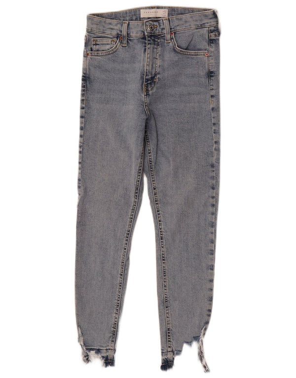 Topshop Blugi Skinny Jamie Distressed Crop pentru femei L26 L24 Bumbac albastru