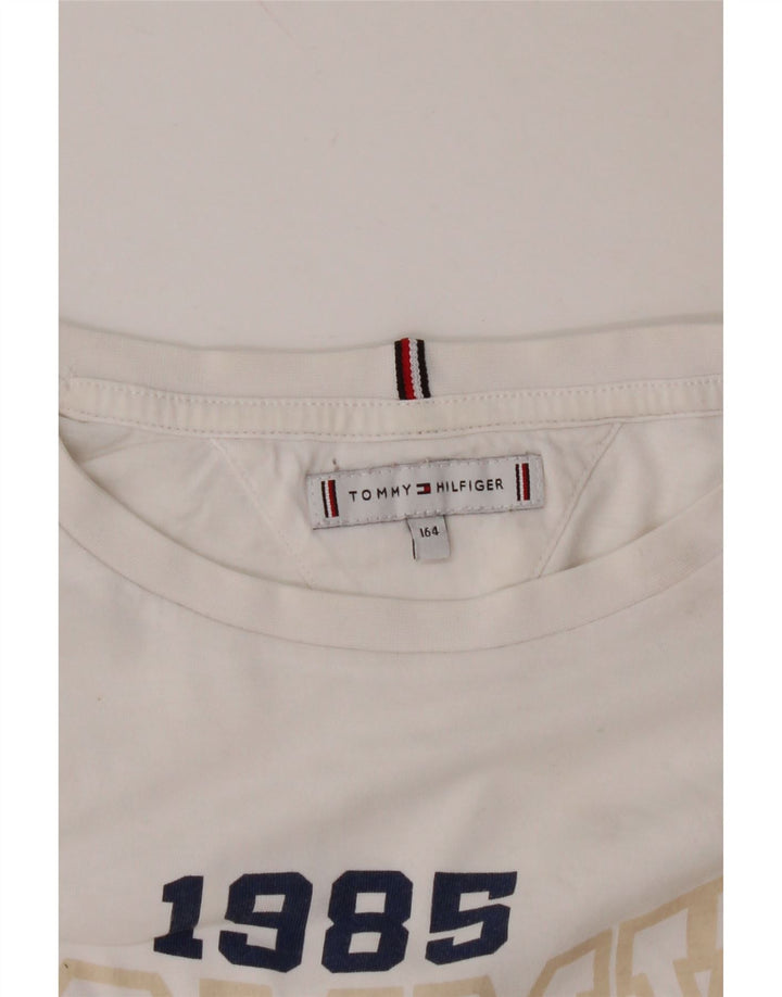 TOMMY HILFIGER Tricou cu grafic crop pentru fete Top 13-14 ani alb