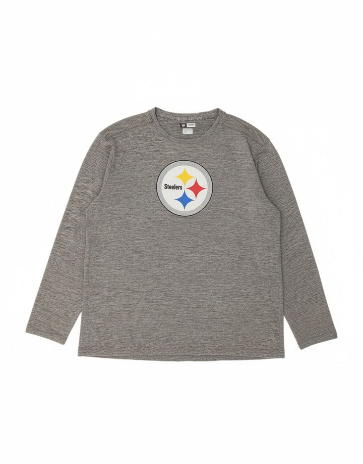 NFL Mens Steelers Graphic Top Long Sleeve XL Grey Polyester
