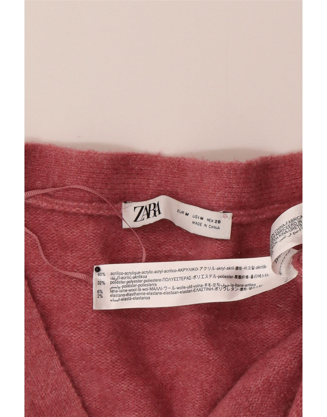 Pulover cardigan supradimensionat pentru femei Zara UK 14 Roz mediu acrilic