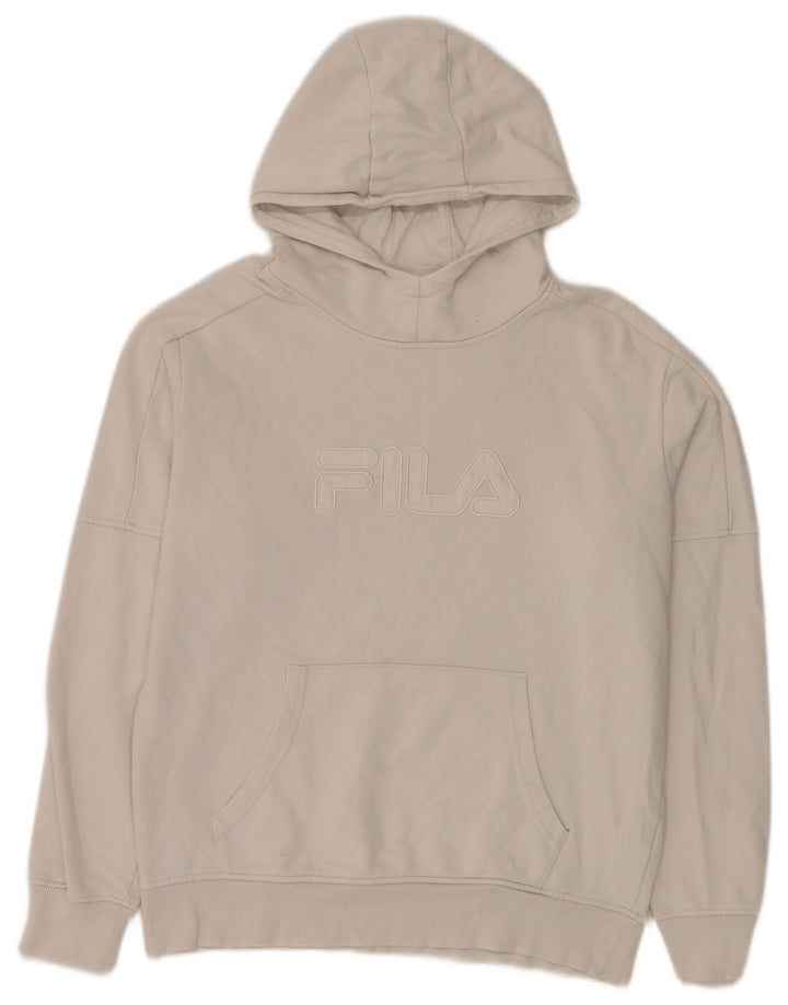 Pulover Fila pentru bărbați cu capota, alb mediu, bumbac