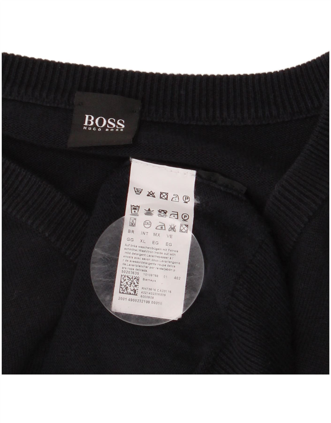 HUGO BOSS Pulover cu decolteu în V pentru bărbați, XL, bumbac bleumarin