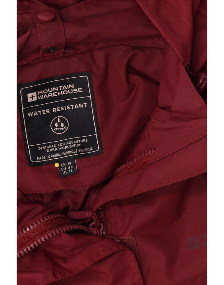 Jachetă de ploaie cu glugă pentru femei Mountain Warehouse UK 16, mare, poliester burgundă