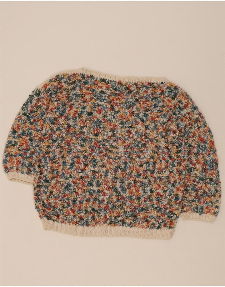 VINTAGE Womens Boat Neck Jumper Sweater UK 14 Medium Multicoloured Vintage Vintage and Second-Hand Vintage from Messina Hembry 
