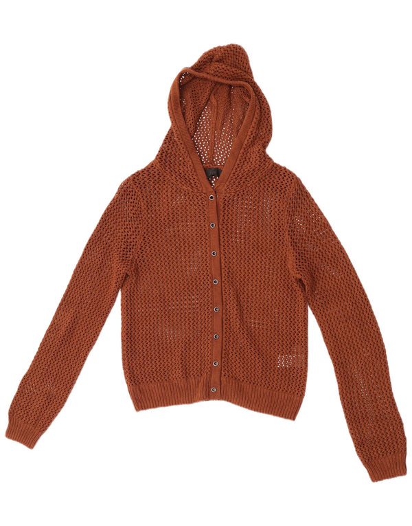 Pulover cardigan din croșetat cu glugă pentru femei Zara UK 10 Mic maro acrilic