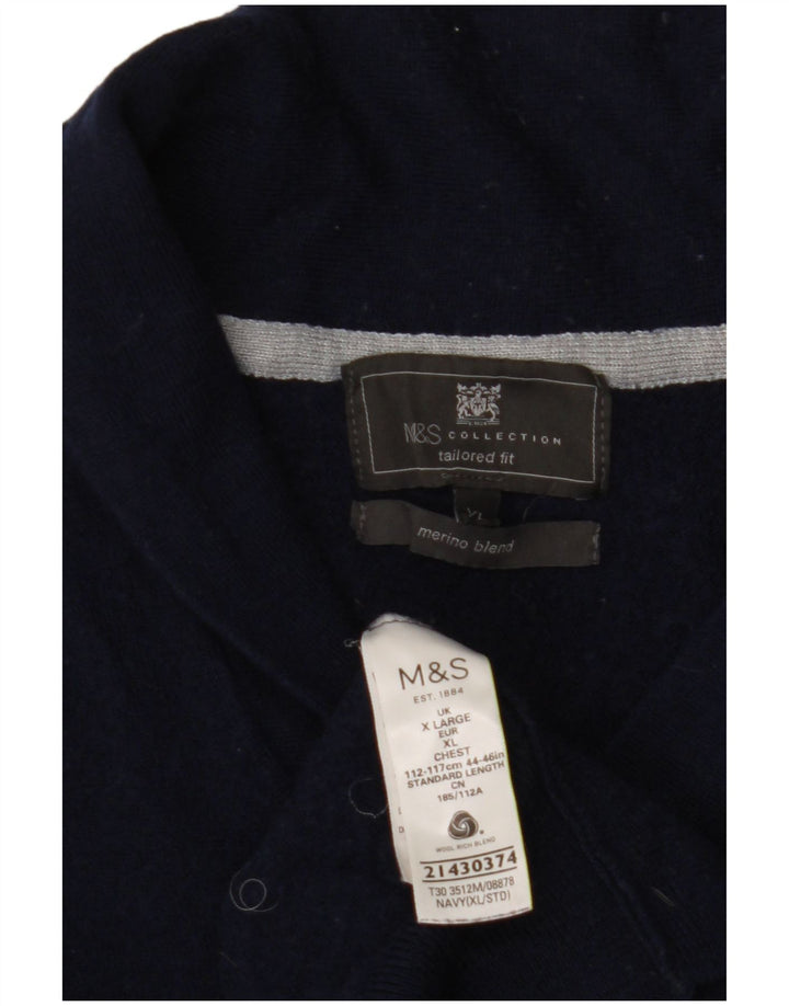 MARKS & SPENCER Pulover cardigan crop pentru femei UK 18 XL bleumarin acrilic