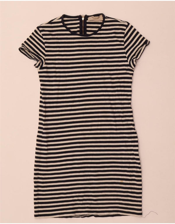 Rochie tricou Trafaluc pentru femei Zara UK 12 Medium Bleumarin cu dungi