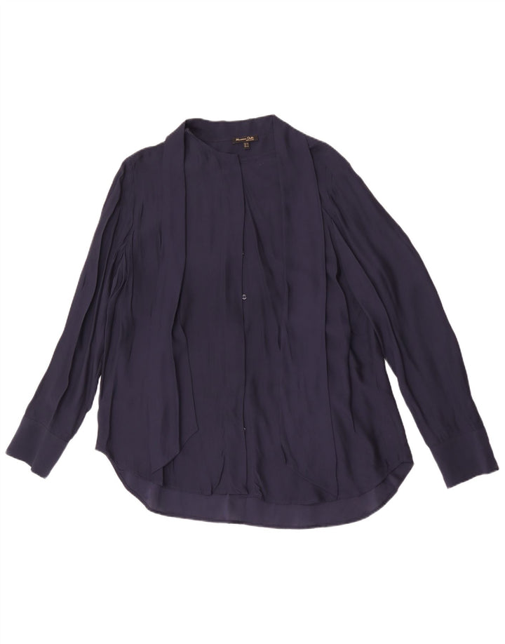 Bluză cămașă cu papion Massimo Dutti pentru femei EU 42 Viscoză mare bleumarin
