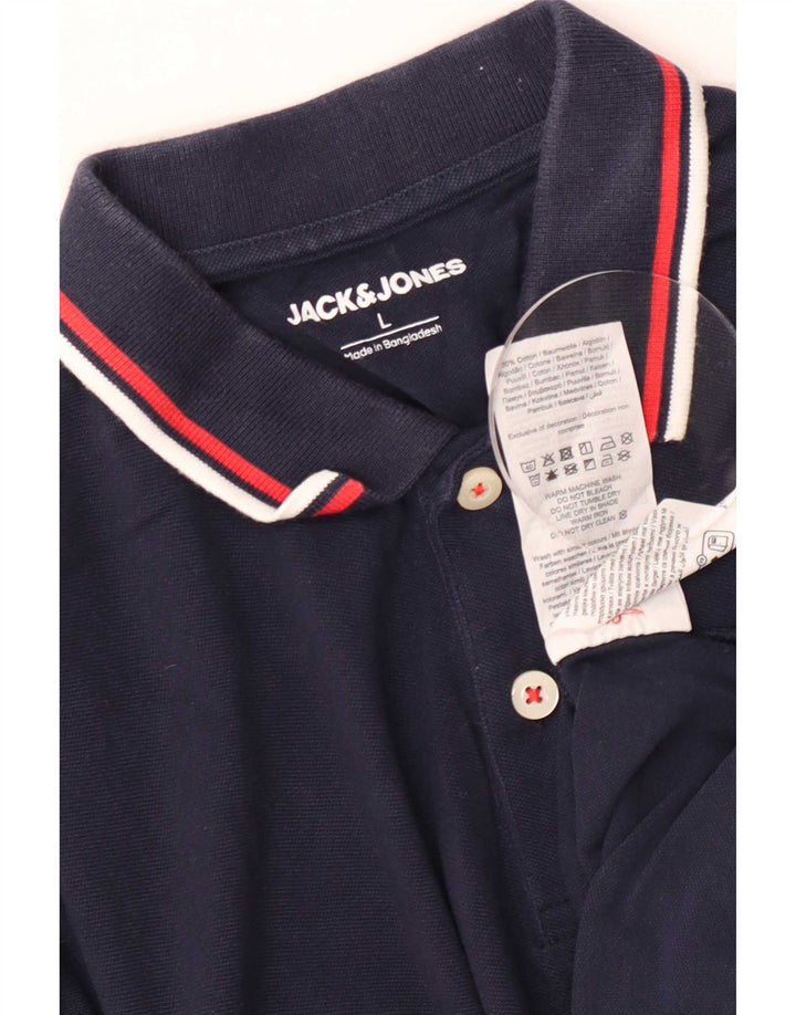 Cămașă polo Jack & Jones pentru bărbați, mare, albastru bleumarin, bumbac