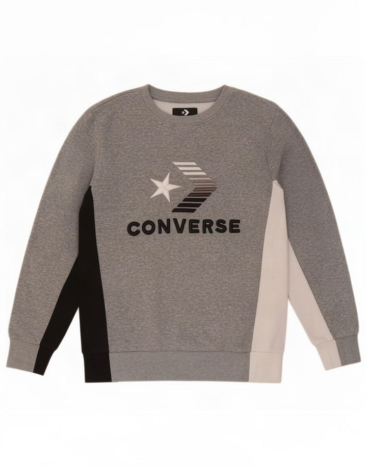 Pulover cu grafică Converse pentru băieți, 12-13 ani, mare, gri Colorblock