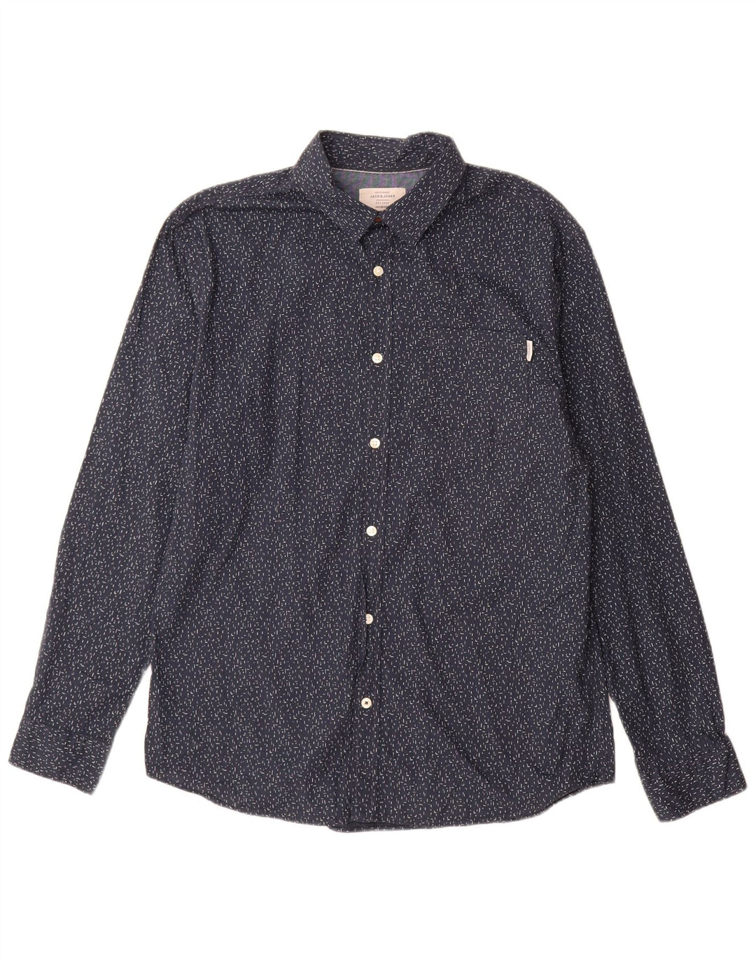 Cămașă Jack & Jones pentru bărbați XL, albastru marine, bumbac cu pete