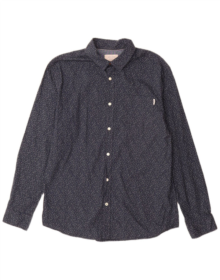 Cămașă Jack & Jones pentru bărbați XL, albastru marine, bumbac cu pete