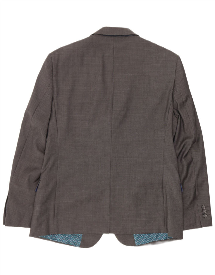 Sacou Ted Baker pentru bărbați, scurtă, cu 2 nasturi, UK 40, lână mare, gri