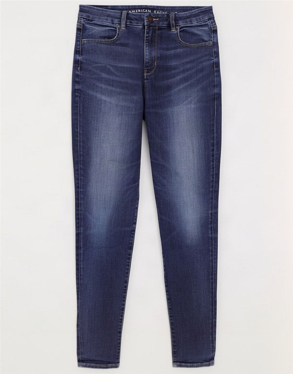 Blagi skinny pentru femei American Eagle UK 14 Large W30 L30 Blue Bumbac