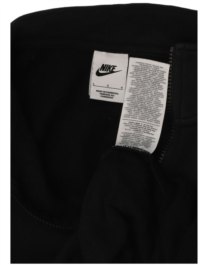 Pulover NIKE pentru bărbați, cu fermoar și gât, bumbac mare, negru