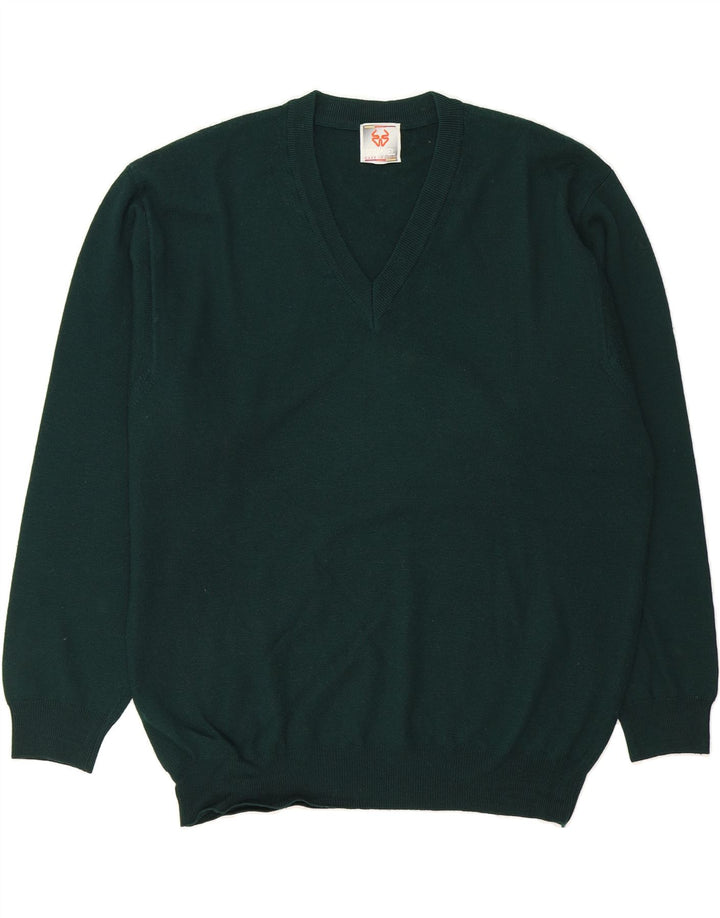 STEFANEL Mens V-Neck Jumper Sweater Medium Green Vintage Stefanel and Second-Hand Stefanel from Messina Hembry 