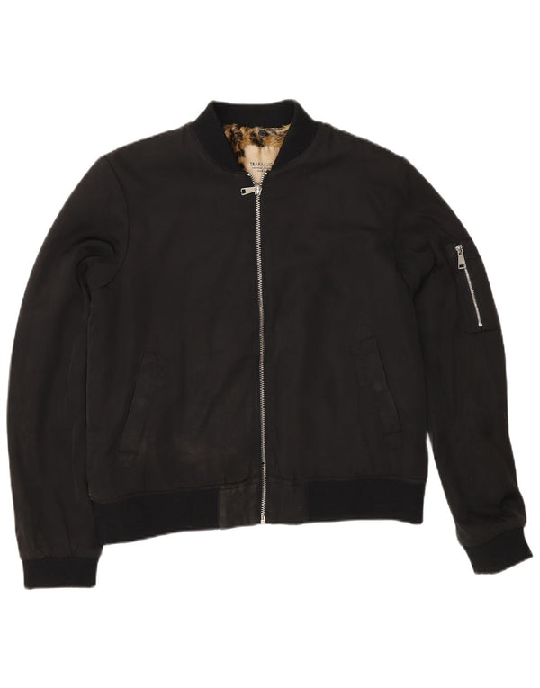 Jachetă Bomber Sherpa pentru femei Zara UK 14 Poliester mediu negru