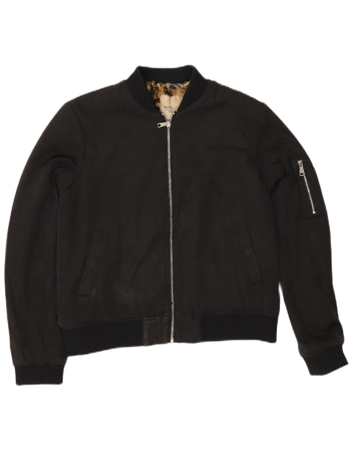 Jachetă Bomber Sherpa pentru femei Zara UK 14 Poliester mediu negru