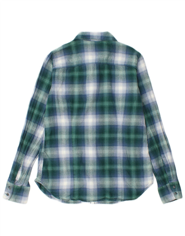 Cămașă de flanel pentru femei EDDIE BAUER UK 10, bumbac cu check verde mic