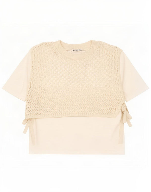 Bluză din croșetat pentru femei Zara UK 10 Small Beige