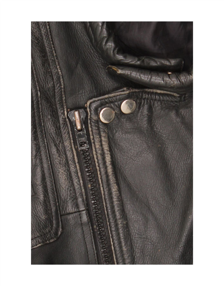 Jachetă vintage pentru bărbați din piele pentru motociclist UK 36, mic, negru