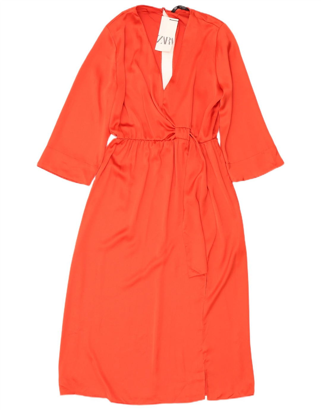 Rochie maxi ZARA pentru femei cu mâneci 3/4 UK 16 Poliester portocaliu mare