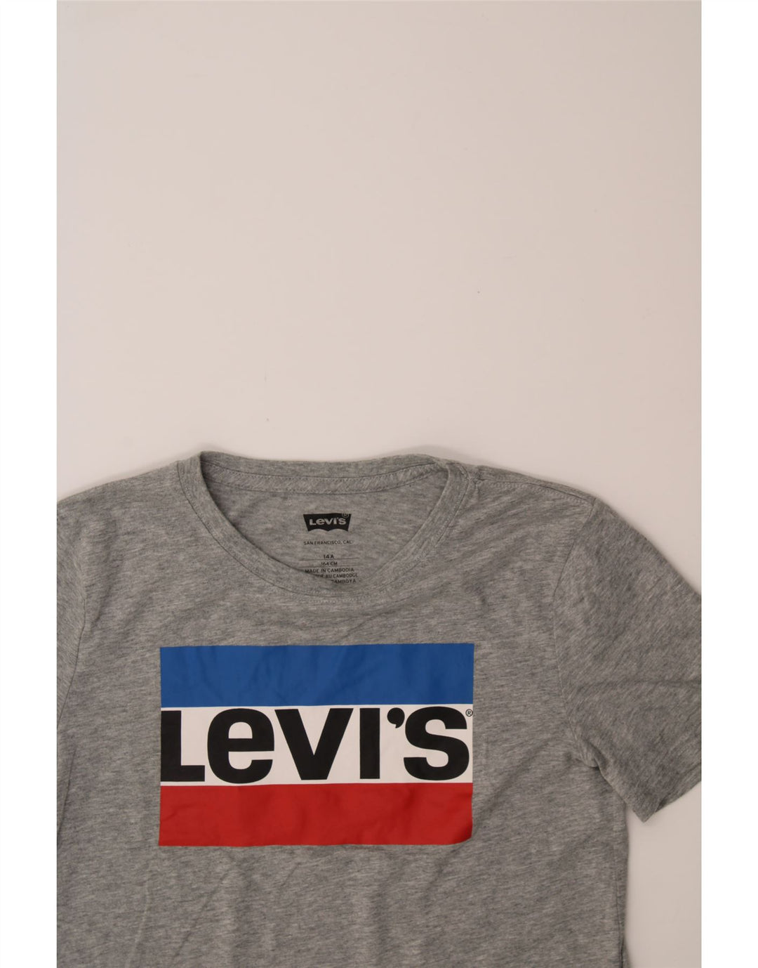 LEVI'S Boys Graphic T-Shirt Top 13-14 Years Grey Vintage Levi's and Second-Hand Levi's from Messina Hembry 
