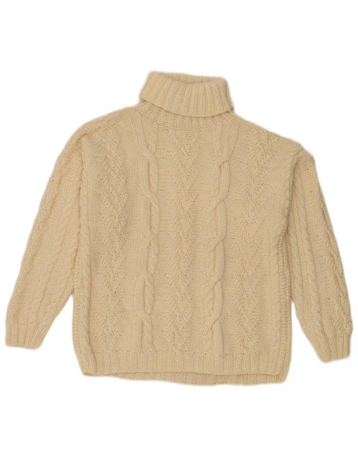 Pulover vintage pentru femei cu gât rulat, pulover UK 12 Medium Off White