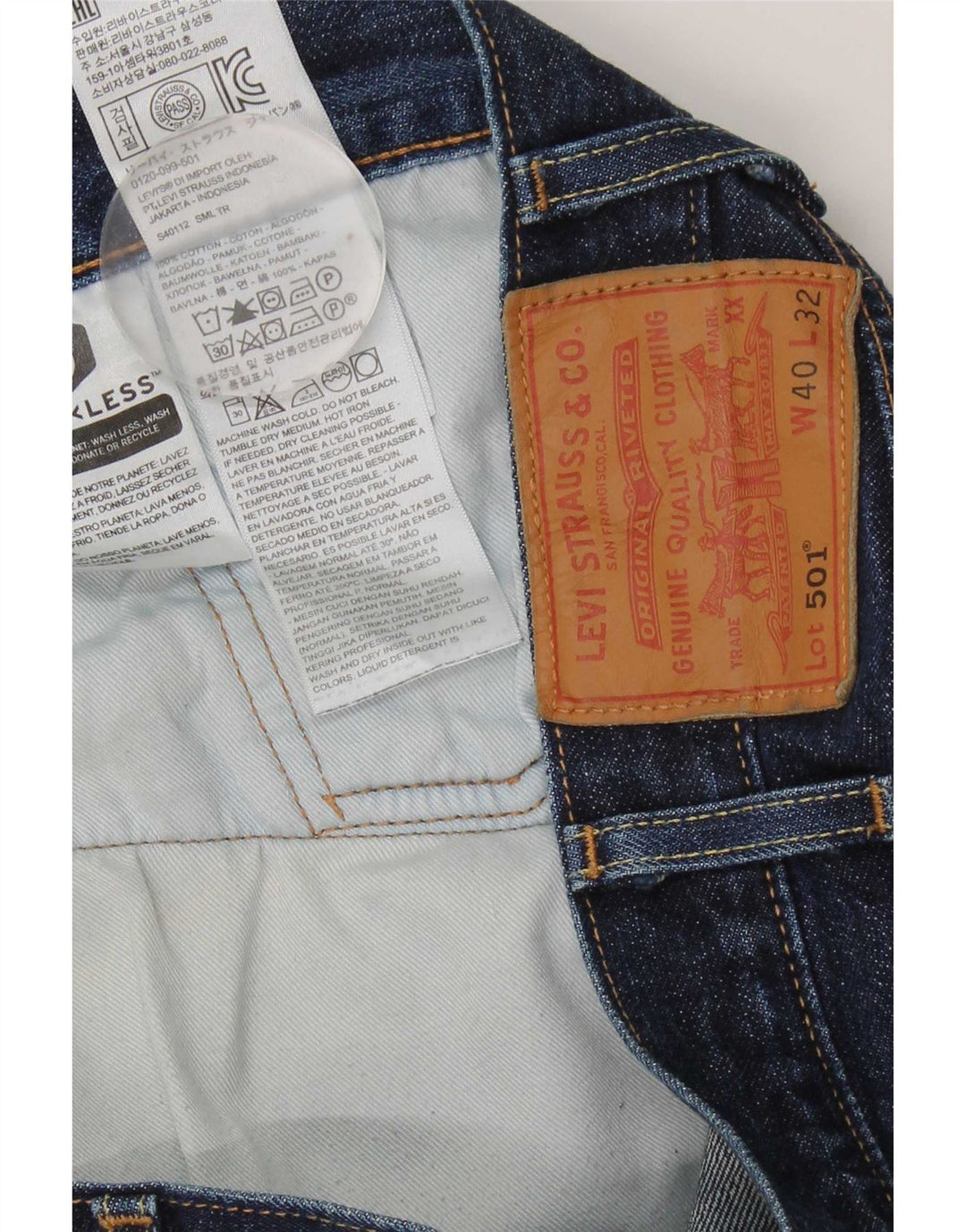 Blugi drepti pentru bărbați Levi's 501 W40 L32 Bumbac albastru