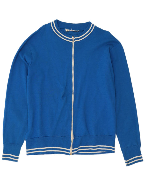 Cardigan Vintage pentru bărbați cu fermoar complet, polietilenă mare, albastră